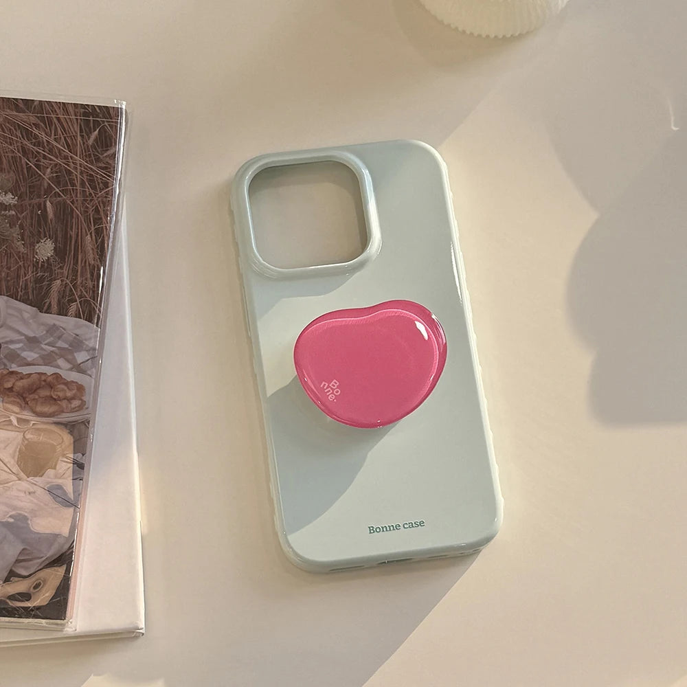 Cute Korean INS Simple Solid Colors with Bracket Soft Phone Case for Iphone 13 14 15 16 17 Pro Max Shockproof Protective Cover