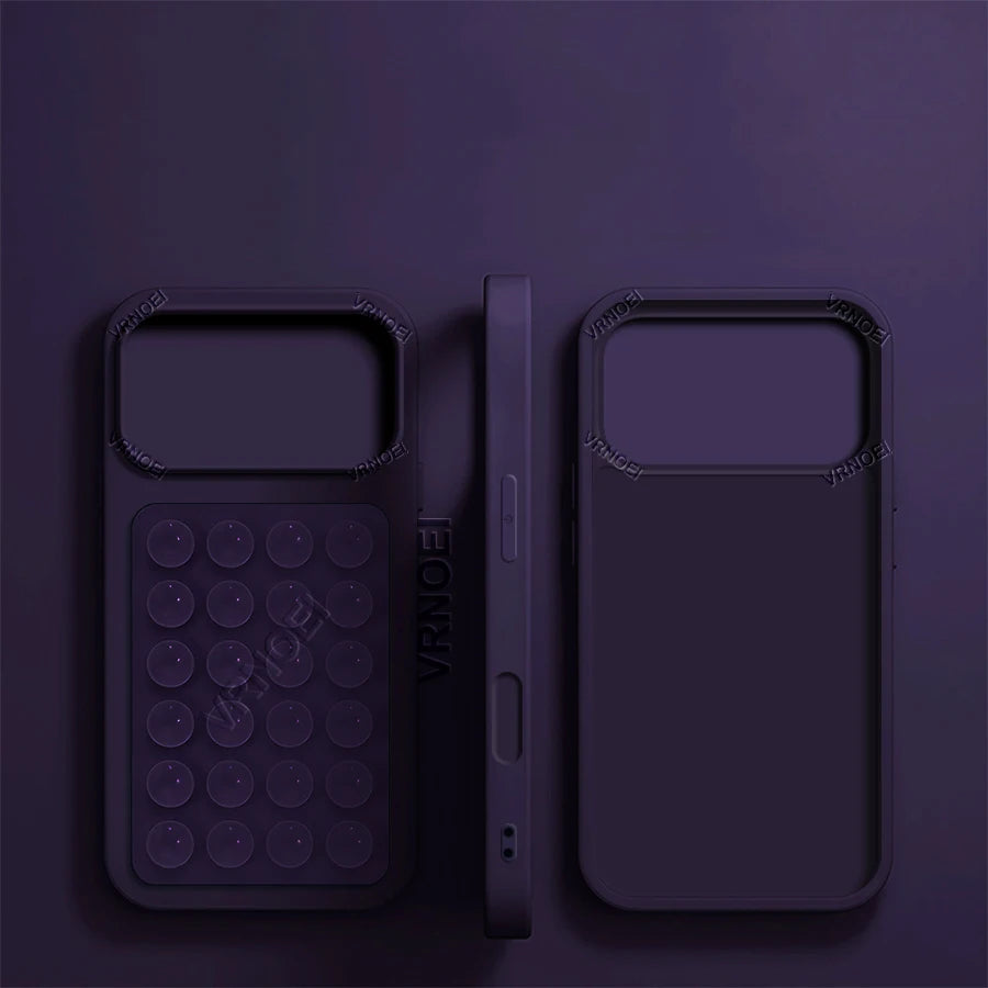 Upgrade 2IN1 Suction Cup Bracket Phone Case For iPhone 16 15 11 12 13 14 17 Pro Max Plus  AIR Cases Shockproof Cover Accessories