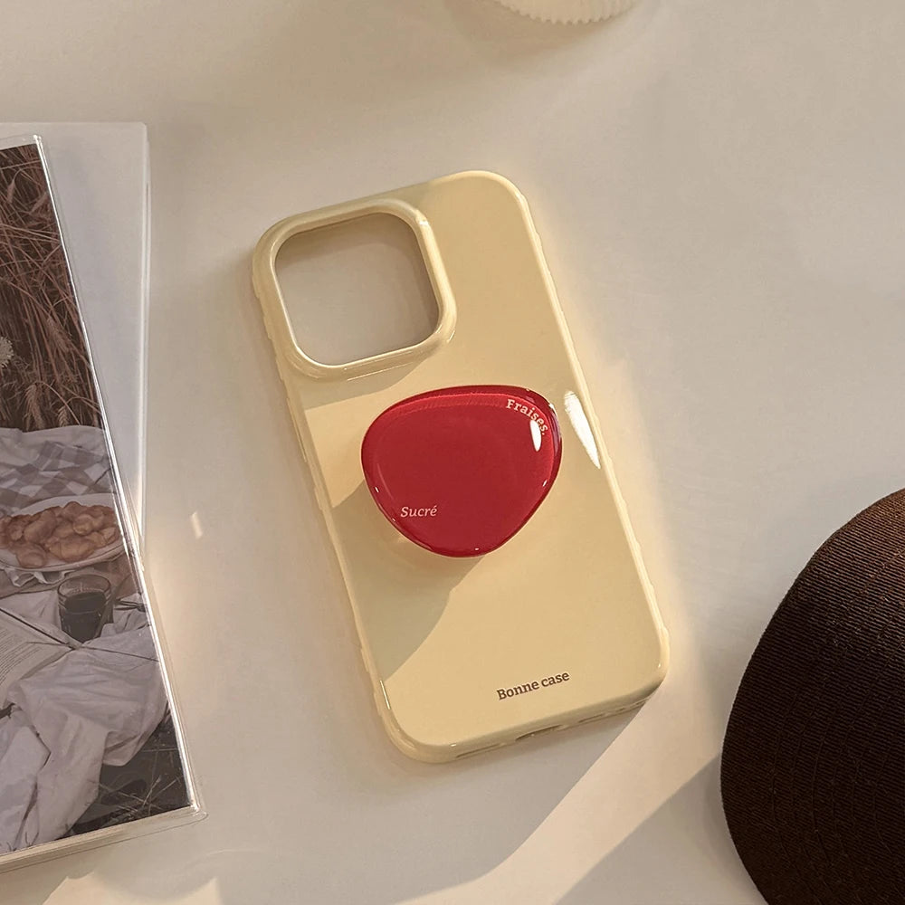 Cute Korean INS Simple Solid Colors with Bracket Soft Phone Case for Iphone 13 14 15 16 17 Pro Max Shockproof Protective Cover