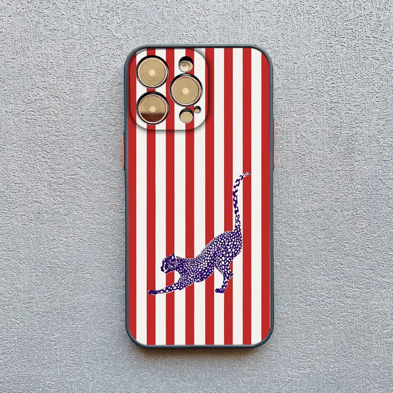 Simple Cute Green And White Plaid Animal Phone Case for Iphone 17 16 15 14 Pro Max 16 Plus 13 12 Mini 11 Pro Max XR XS X Cover